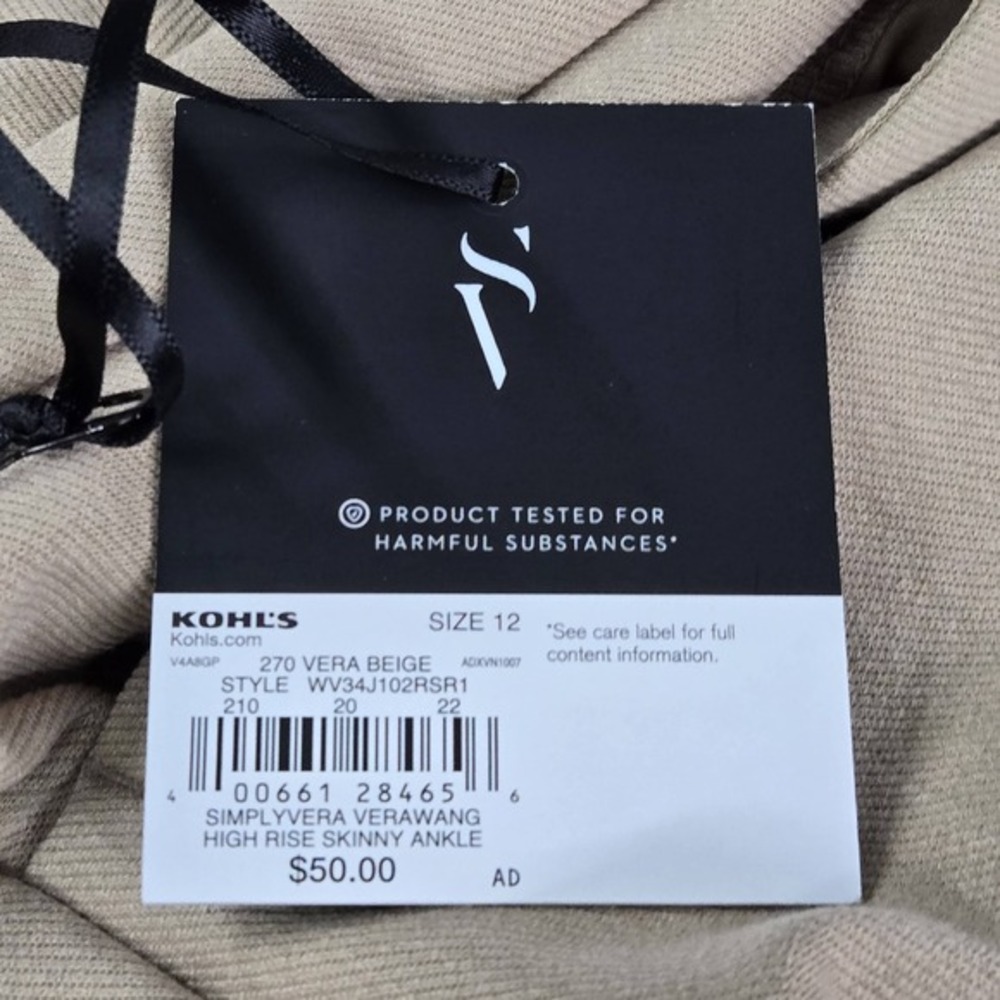 Simply Vera Wang Women Pants 12 Brown Dress Pants High Rise Skinny Ankle 26" NWT - Picture 5 of 13